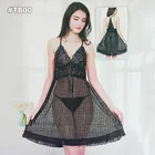 Wholesale Ladies Sexy Transparent Lace Long Sheer Lingerie Gown with Panties
