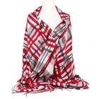Winter plaid pashmina scarf tie dye print brushed viscose scarf for women