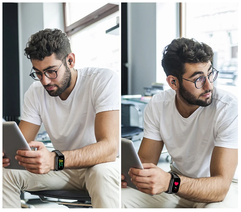 2020M1's latest AI smart watch with sports steps, with Bluetooth headset, heart rate fitness watch smart bracelet