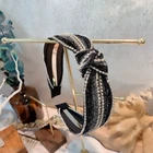 Korean new wild simple cloth knotted hair hoop rhinestone headband fashion hair accessories female