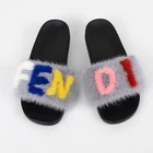 Fur Product Attractive Design Monster Rabbit Skin Fur Slippers Product Cheap Slides