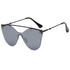 Siamese Oversized Rimless Metal Sunglasses with Small Honeybee Wholesale UV400 Shield Glasses for Women