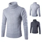 Hot Sale Men's Winter Solid Turtleneck Knit Wool Pullover Sweater For Mens
