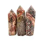 Wholesale natural leopard crystal points stone wand healing crystal craft for fengshui decoration