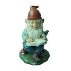 Fairy Garden Decor Resin Craft Cute Miniature Reading Gnome Statue on Stump Decoration Polyresin Gnome Figurine