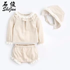 Shijun Linen Organic Newborn Sets 3Pcs Baby Boutique Clothes Vintage Baby Outfit