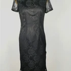 Dress The High Quality Black Lace Embroidered Cheongsam Woman Dress