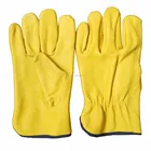Sheepskin Leather Gloves Golden B Grade Thicken Sheepskin Leather Lined with Fleece Driver Garden Working Gloves