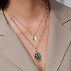 Jewellery Shell Name Chain Necklace XUNBEI Fashion Sweater Jewellery Women Chain Custom Multilayer Abalone Shell Necklace