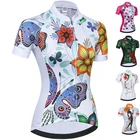 Reflective Women Cycling Jersey Short Sleeve MTB Bike Clothing Full Zipper Bicycle Shirt Tops Maillot Ropa Ciclismo White