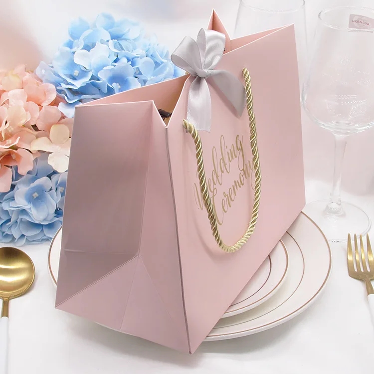 large holiday paper gift bag with handles for wedding birthday