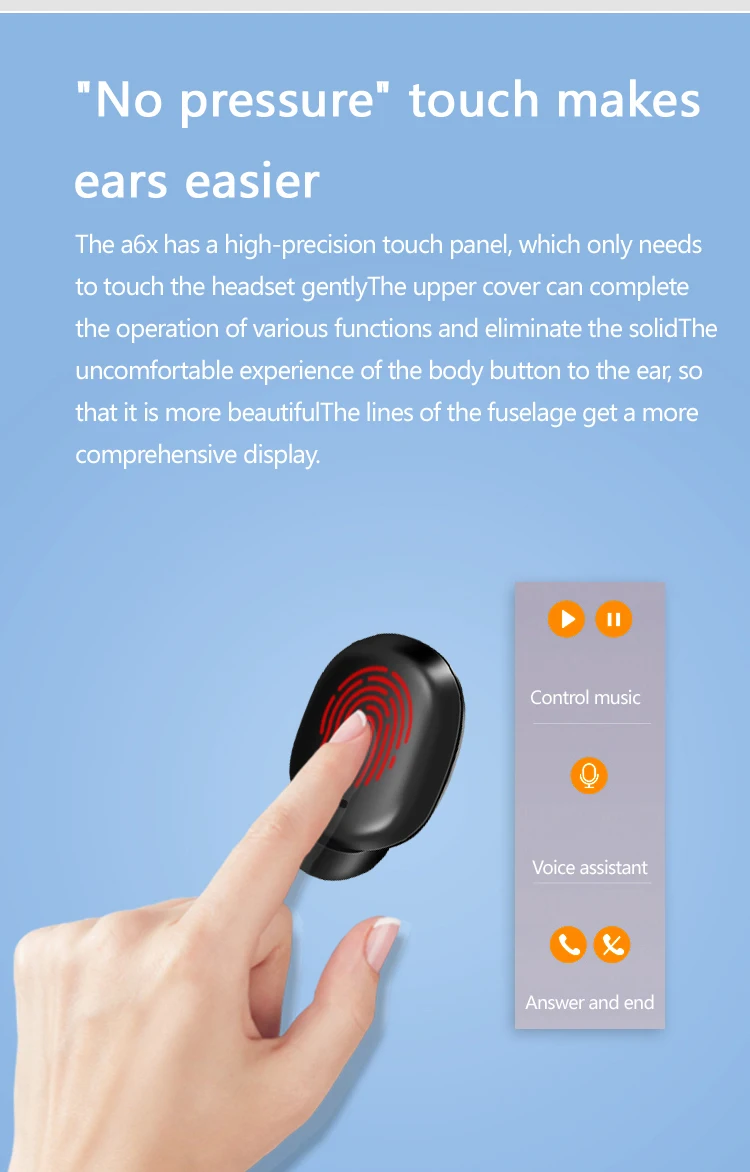 A6X Wireless Earbuds Bluetooth 5.0 Headset VS Haylou GT1 18H Playtime Zero Pressure Wearing One-Step Pairing with Touch-Control - ANKUX.COM