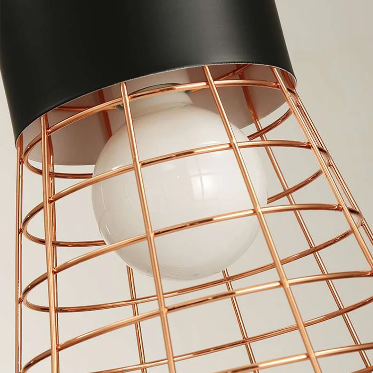 Factory sale pendant lamp modern style metal iron cage E27 restaurant hanging lighting badminton shape bar pendant light