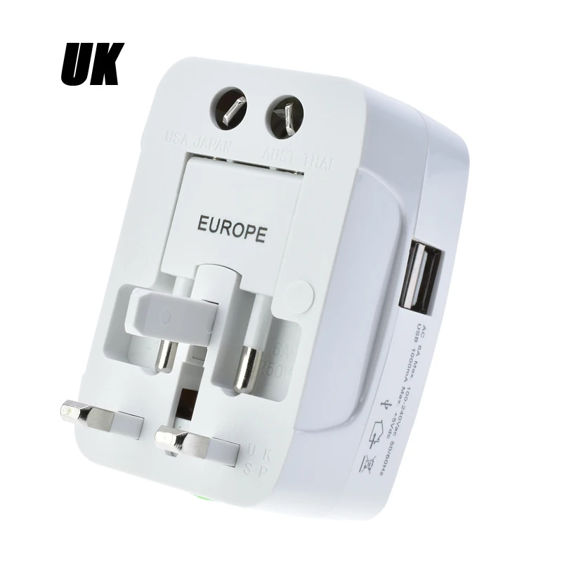 EU US UK AU Swiss Brazil Indonesia Canada France World All in One Universal Promotional Travel Adaptors With 2 Usb