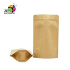 brown kraft food paper bag stand up pouch Ziplock food grade