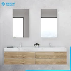 ETB Fabricated Marble Stone Countertop With Solid Surface Double Sink Cabinet Basin Wall Hung Bathroom