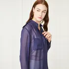 2019 New Pocket Stand Collar Blouse Long Sleeve Stylish Women Chiffon Shirt