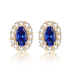 Custom Gold Plated Cz Crystal Gemstone Stud Earing Jewelry 925 Sterling Silver Wedding Earrings Sets For Women