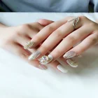 Fluorescence With Diamond White Elegant For Young Lady Plastic Nails