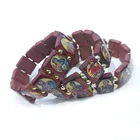 Religious Jewelry Gold Bead Square Wood Chip Icon Beaded Bracelet