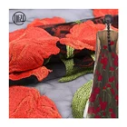 Professional polyester net design red rose floral dress embroidery fabric