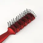 Customer Label Plastic Fishbone Nylon Bristle Anti Static Detangle Rib Shape Hair Brush
