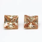 Factory price high quality princess cut square champagne color synthetic cubic zirconia gemstone CZ