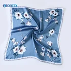 Blue flower print wholesale square silk scarf 70cm paisley bandana
