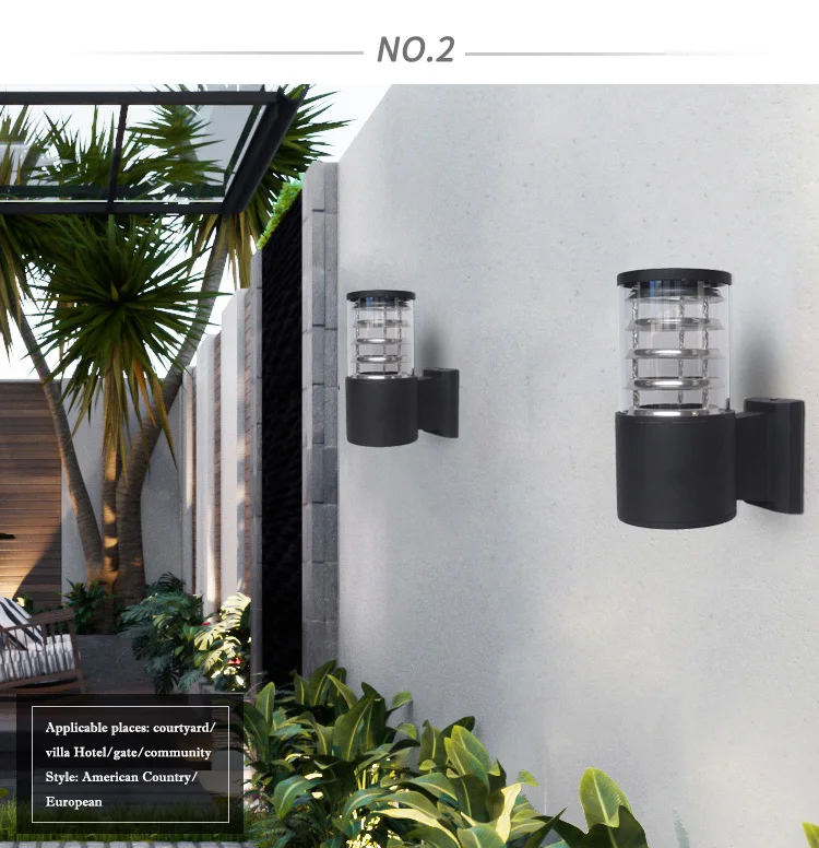 E27 Aluminum Modern Surface Mount Outdoor Landscape Garden Wall Lamp