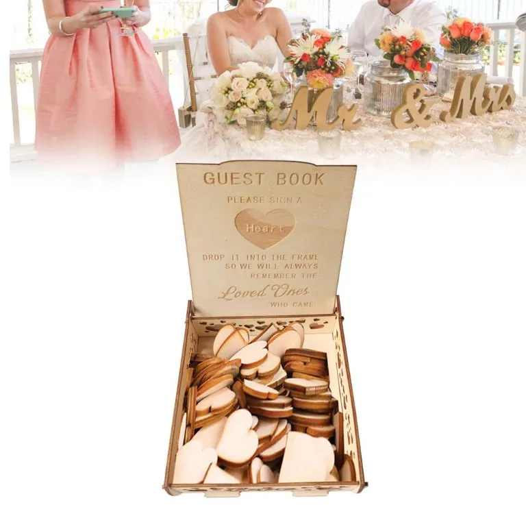 rustic decor love holder drop box wooden wedding guest book for