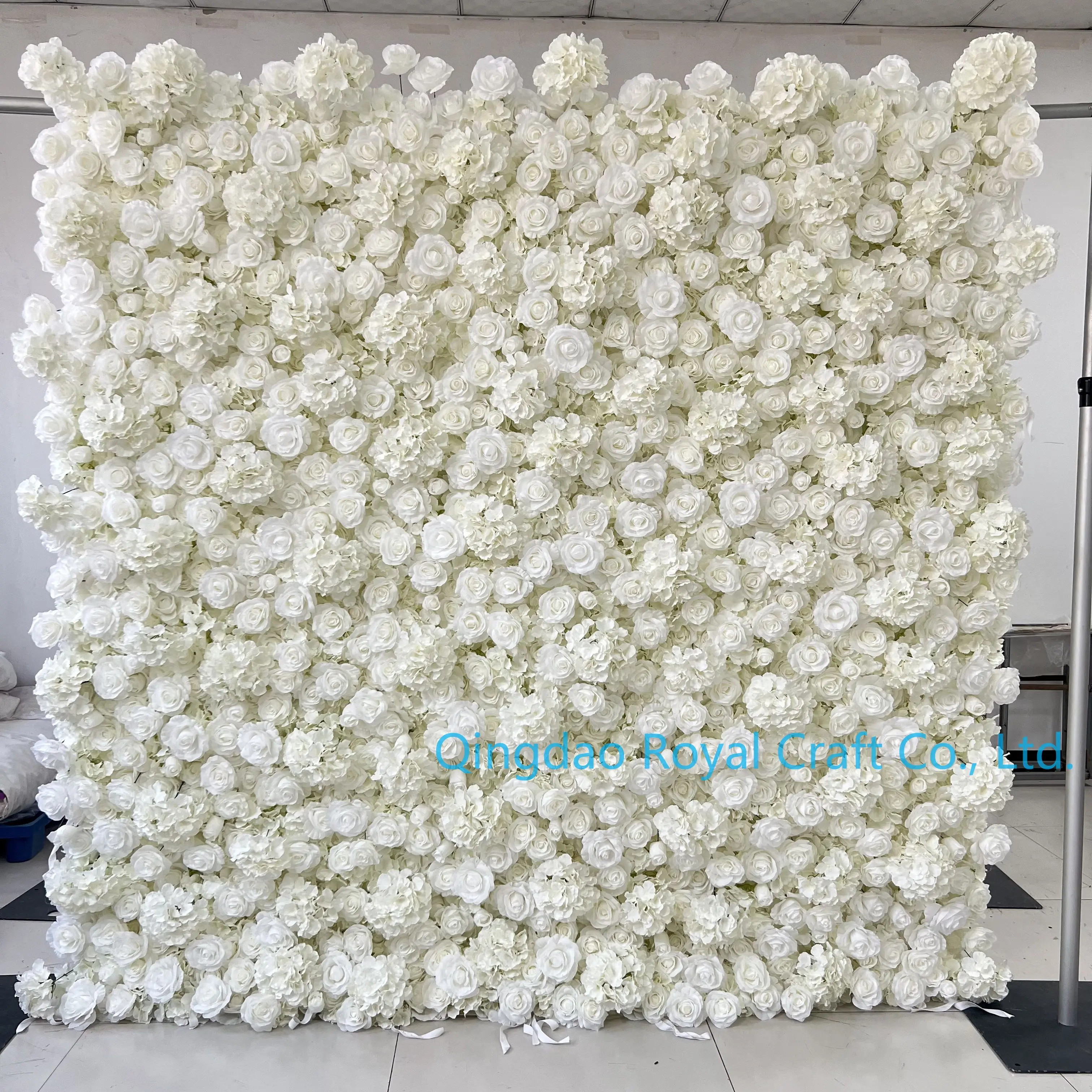 Custom Wedding Decor Flower Wall Artificial White Rose Floral Panel