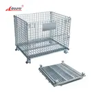 Large Rolling Box Bulk Wall Wire Mesh Warehouse Cage Metal Storage Bin