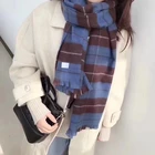 Fashion Stripe plaid warm acrylic thick winter scarfs for women stylish