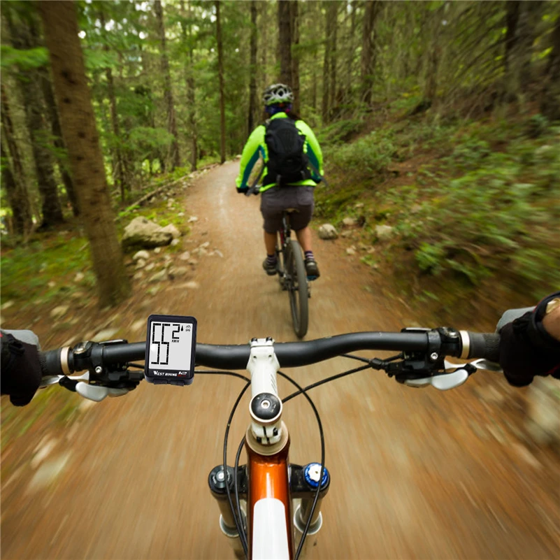WEST BIKING Large Size Screen Bike Computer Wireless Rainproof Backlight Speedometer Odometer Cycling Stopwatch Bicycle Computer