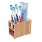 Bathroom vanity storage natural wooden bamboo toothbrush holder