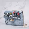 Factory custom made new fashion customizable handbags denim clutch tote bag made in italy