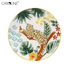 Plates Ceramic Plate Manufacturer Customized Jungle Gold Leopard Print Dining Plates