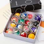 Colorful table tennis pvc billiards round number ball keychain keyring