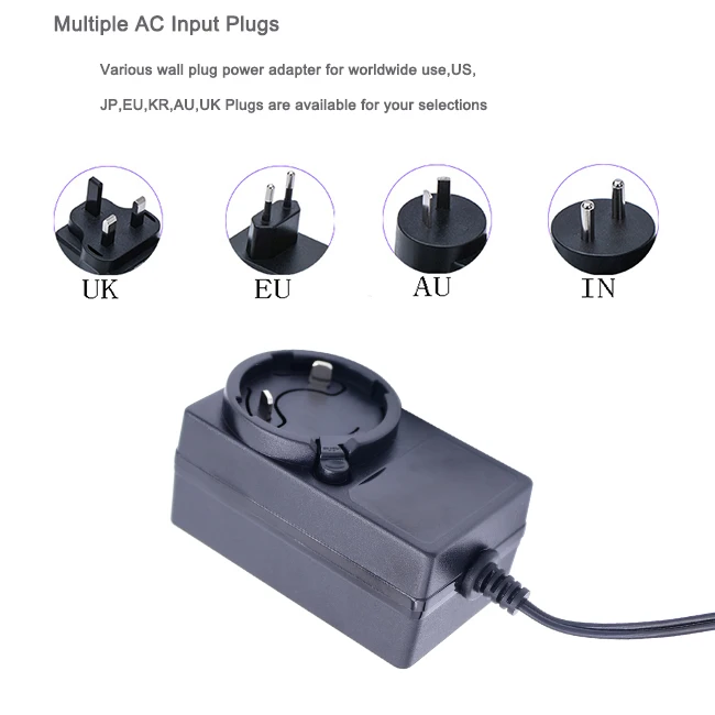 Universal Power Adaptors Interchangeable Us KR EU Au Uk Plugs Detachable Plugs Power Adapter 12v 2a Dc Power Supply 