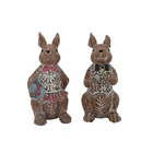 Custom animal statue polyresin 8 inch height couple easter decoration resin rabbit sculpture