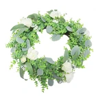 Rose Wreath Door Hanger Faux Eucalyptus Rose Wedding Wreath