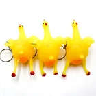 TPR soft animal vent toy stress relief chicken lays egg squeeze keychain