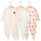 Printed Rompers Baby Romper Set China Wholesale Cotton 3 Piece Set Of Round Neck Printed Button Baby Girls' Rompers