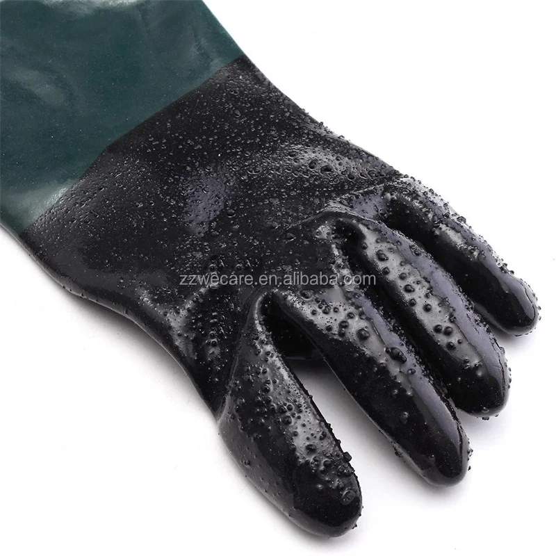 Heavy Duty Work 60 cm Length Soft PVC Vinyl Sandblaster Sand Blast Cabinet Safety Work Gloves for Sandblasting Machine