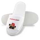 Sublimation printed Custom Design logo Hotel White terry hotel slipper