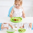 Amazon Hot Custom Suction Non-Slip Divided Unbreakable Food Feeding Silicone Baby Toddler Plates With Cover