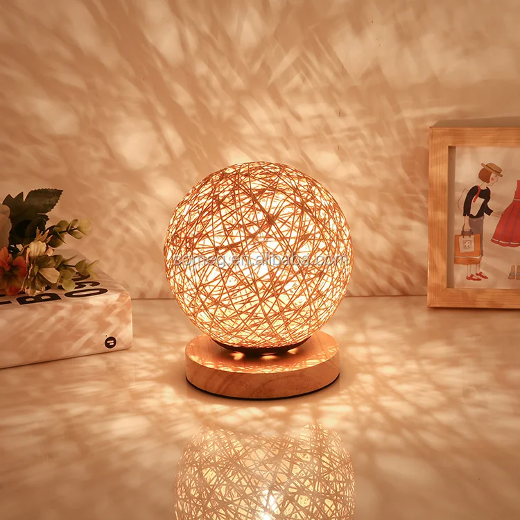 Rattan ball bedside Lamp