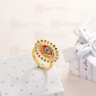BAOYAN Gold Big Gold Enamel Evil Eye Ring Elegant Cubic Zirconia Ring Women
