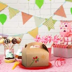 PARTYCOOL 6.2x3.5x3.5 Inches Kids' Birthday Party Wedding Baby Shower Brown Kraft Paper Gable Gift Treat Boxes