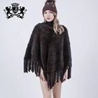 High quality mink fur coat real mink fur poncho for women
